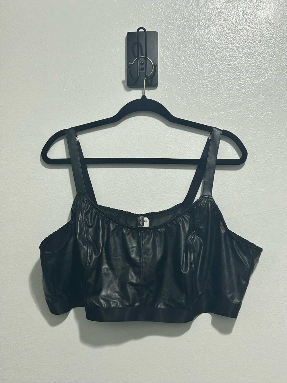 Torrid NWT Rich Black Pleather Wireless Bralette Faux Leather Size 5 5X